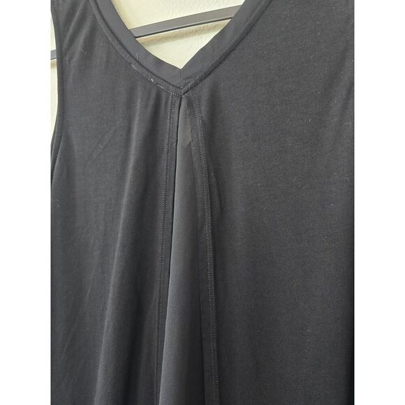 Trouvé Black Sleeveless V Neck Tank Top Sheer Hem Layered Size L Essentials - Picture 4 of 7